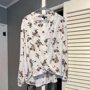 Ann Taylor mixed media pleat front top